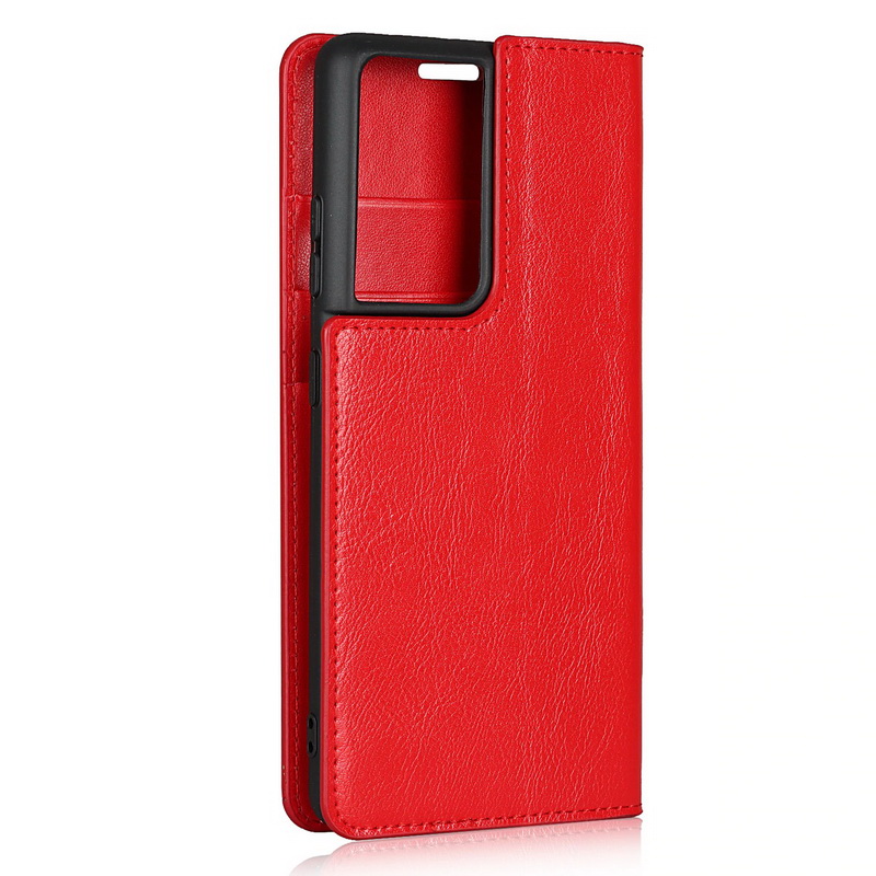 Case Samsung Galaxy S21 Ultra 5G #เคสฝาพับหนังแท้แบบกระเป๋าสตางค์คุณภาพดี Crazy Horse Genuine Leather Cover