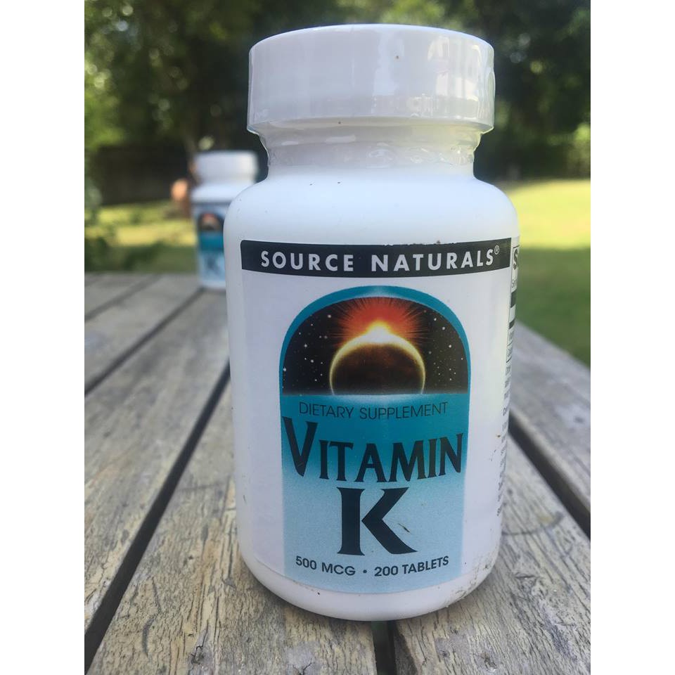 Source Naturals® Vitamin K, 500mcg plus Calcium 200 เม็ดวิตามินเค