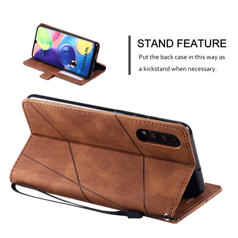 Case Samsung Galaxy A70 #เคสฝาพับหนัง PU มีช่องเสียบบัตรอื่นๆในตัว Geometric Pattern Leather Card Holder Protective