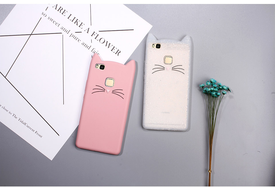 Case Huawei P9 Lite เคสฝาหลัง3D Moustache Cat Soft Silicone Protective Cover