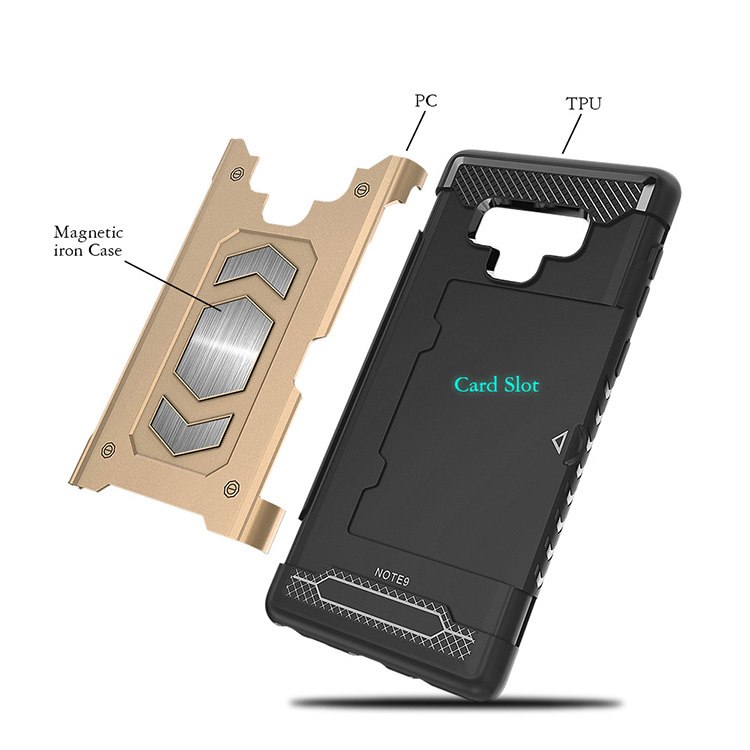 เคส Samsung Galaxy Note 9 #เคสฝาหลัง พลาสติก + TPU มีช่องเสียบการ์ด (Built-in Magnetic Holder Metal Sheet)