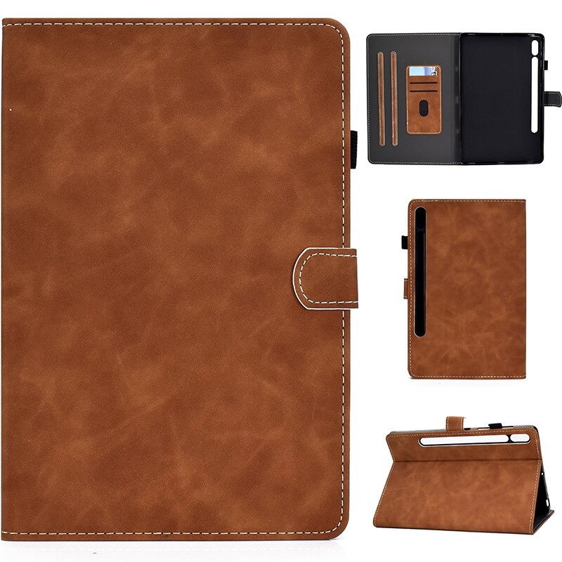 Case Samsung Galaxy Tab S7 SM-T870 SM-T875 #เคสฝาพับหนัง PU มีช่องใส่บัตร Magnetic Flip PU Leather Case Cover Stand