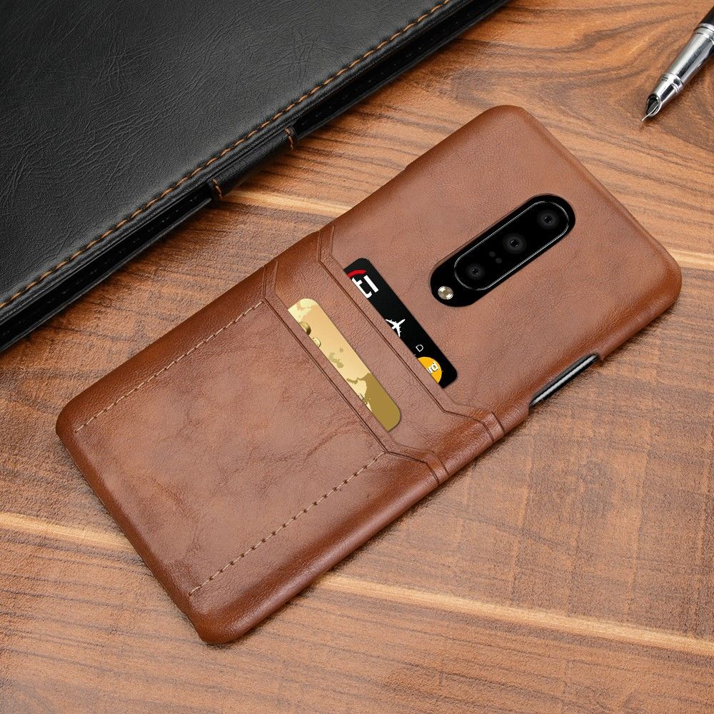 Case OnePlus 7 Pro #เคสฝาหลังพลาสติกเคลือบหนัง PU มีช่องเสียบบัตร Dual Card Slots PU Leather PC