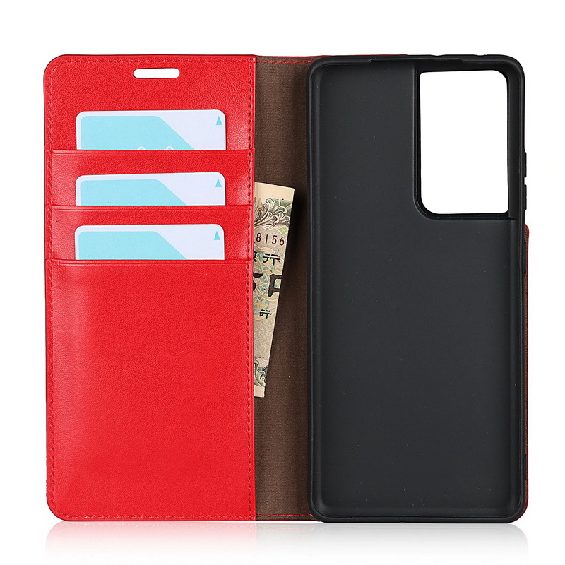 Case Samsung Galaxy S21 Ultra 5G #เคสฝาพับหนังแท้แบบกระเป๋าสตางค์คุณภาพดี Crazy Horse Genuine Leather Cover