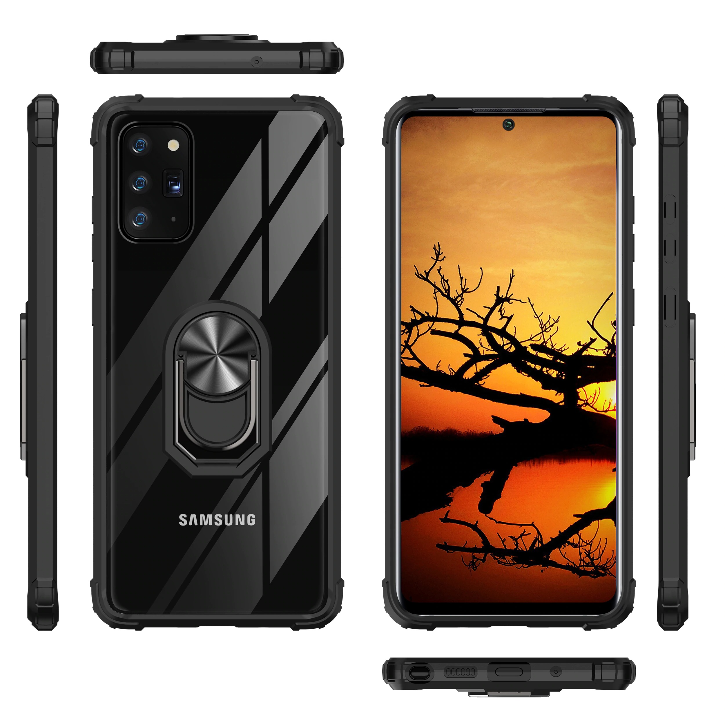 Case Samsung Galaxy Note 20 / Note 20 5G #เคสฝาหลังใสขอบทึบ +TPU Hybrid Case มีแหวนสวมนิ้วโลหะ