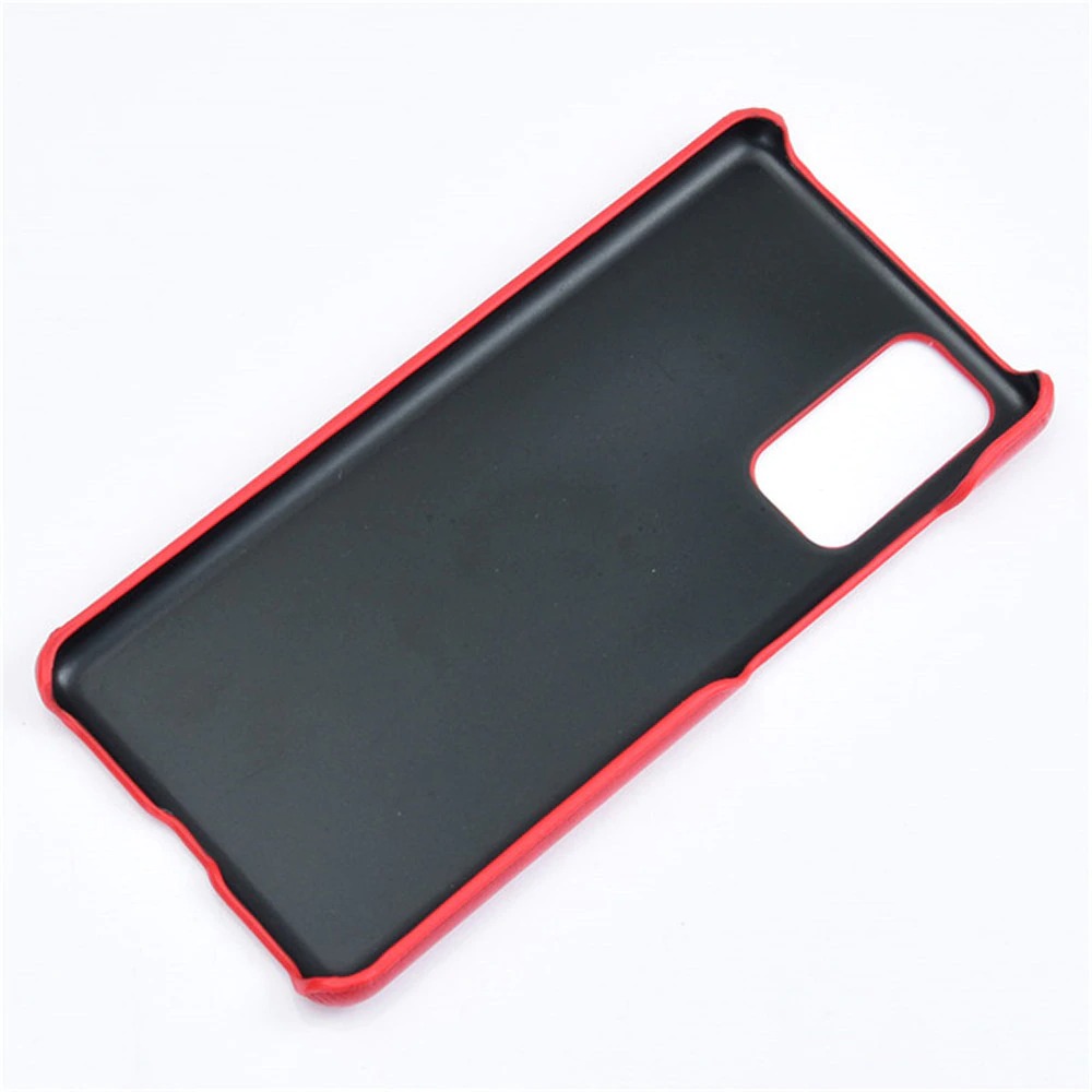 Case Samsung Galaxy S20 FE / S20 FE 5G #เคสฝาหลังพลาสติกแข็งเคลือบหนัง PU ลายผิวลิ้นจี่ Litchi Skin Leather Coated