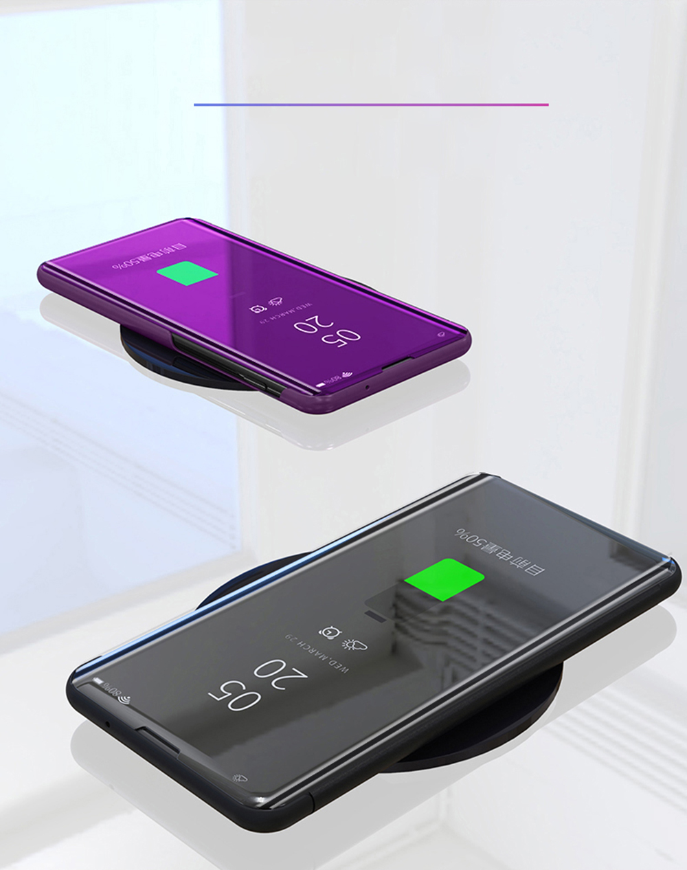 เคส OPPO A9 (2020)/A5 (2020) #เคสฝาพับปกโปร่งแสงผิวเงา Electroplating Mirror Surface Window View