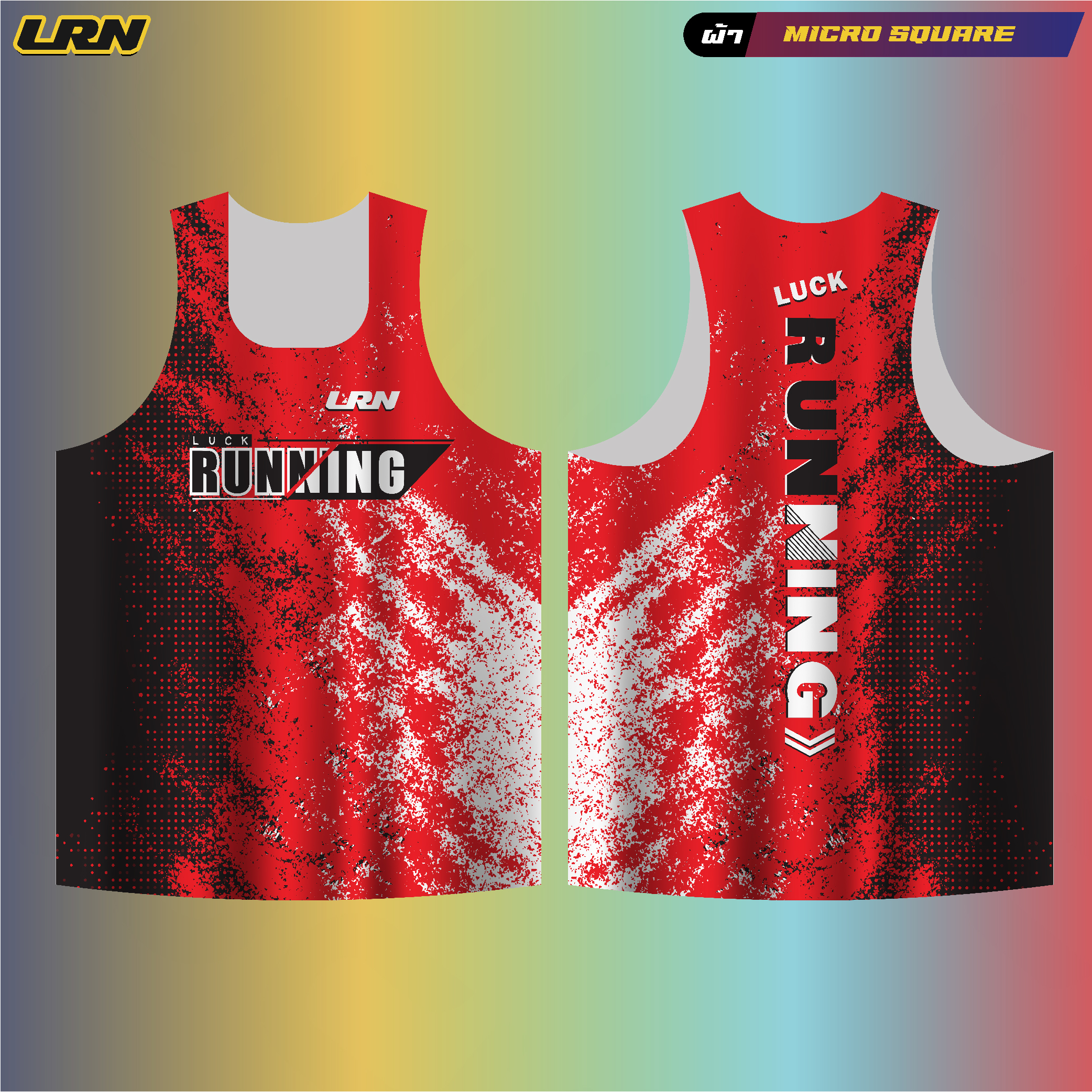 เสื้อวิ่งพิมพ์ลาย LRN เนื้อผ้า Micro square สำหรับวิ่งมาราธอน (MS08_1)