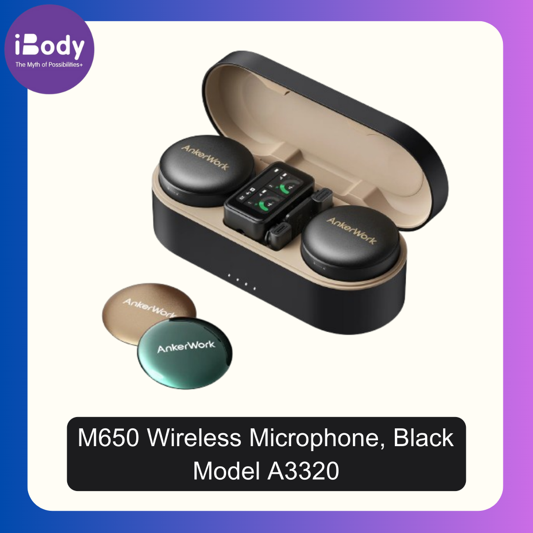 (AnkerWork®) M650 Wireless Microphone, Black Model A3320 ไมโครโฟนไร้สายแบบหนีบเสื้อ พร้อมกล่องชาร์จ ตัดเสียงรบกวน พกพา