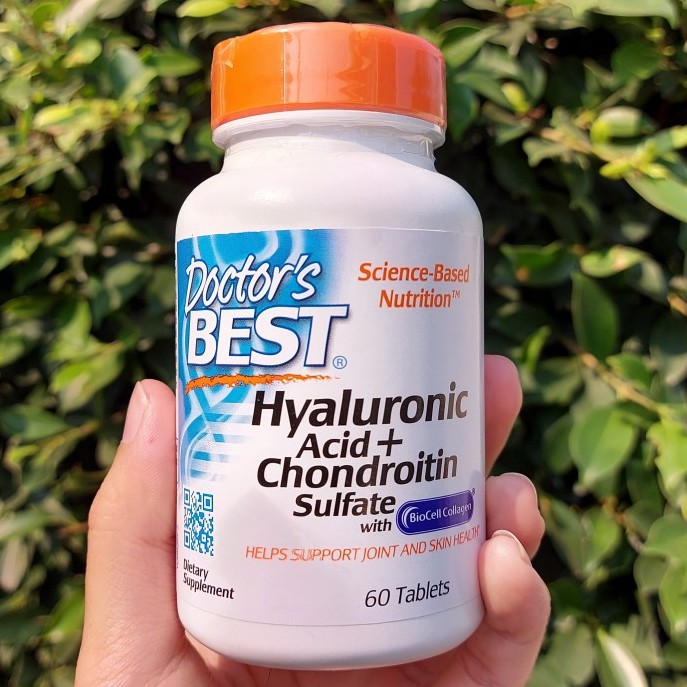 Doctor's Best® Hyaluronic Acid + Chondroitin Sulfate with BioCell Collagen 60 Tablets ไฮยาลูโรนิค คอลลาเจน