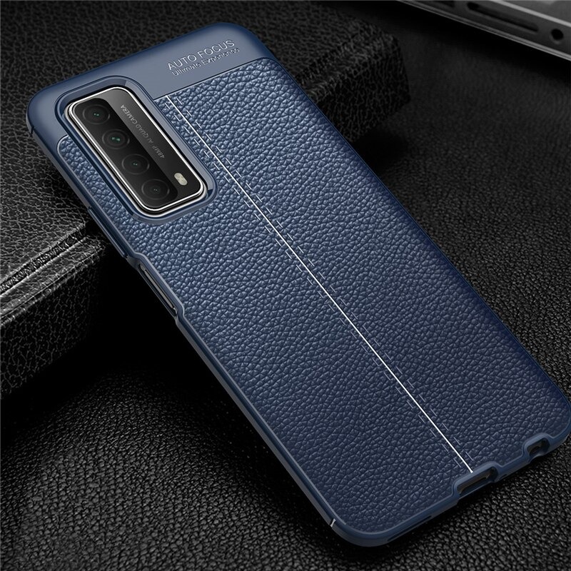 Case Huawei Y7a #เคสฝาหลัง TPU ผิวลิ้นจี่ช่วยป้องกันลายนิ้วมือและกันลื่นได้ดี