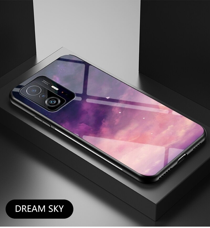 เคส Xiaomi 11T / 11T Pro #เคสฝาหลัง Gradient Color Glass + PC + TPU Hybrid Case