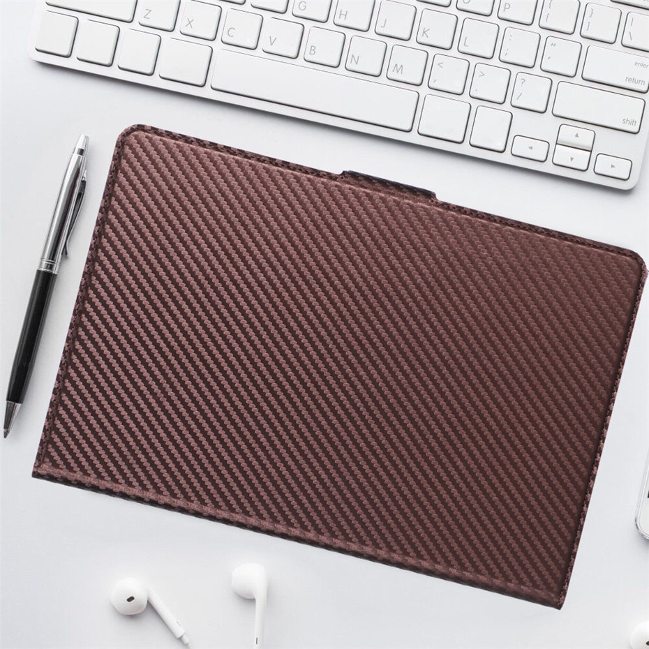 Case Huawei MediaPad M6 10.8-inch #เคสแบบฝาพับลาย Carbon Fiber Texture Magnetic Leather Shell มีช่องใส่การ์ด