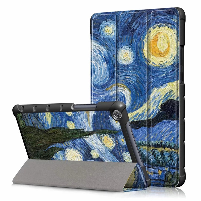 Case Huawei MediaPad M5 Lite 8 #เคสฝาพับสามพับหนัง PU รูปแบบการพิมพ์ลาย Pattern Printing PU Leather Tri-fold Stand