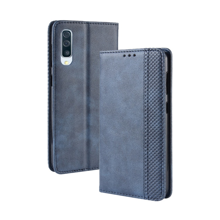 เคส Samsung Galaxy A50 / A50s / A30s # (พร้อมส่ง) เคสฝาพับปกหนังสไตล์วินเทจดูดซับอัตโนมัติแบบกระเป๋าสตางค์ สีน้ำเงิน