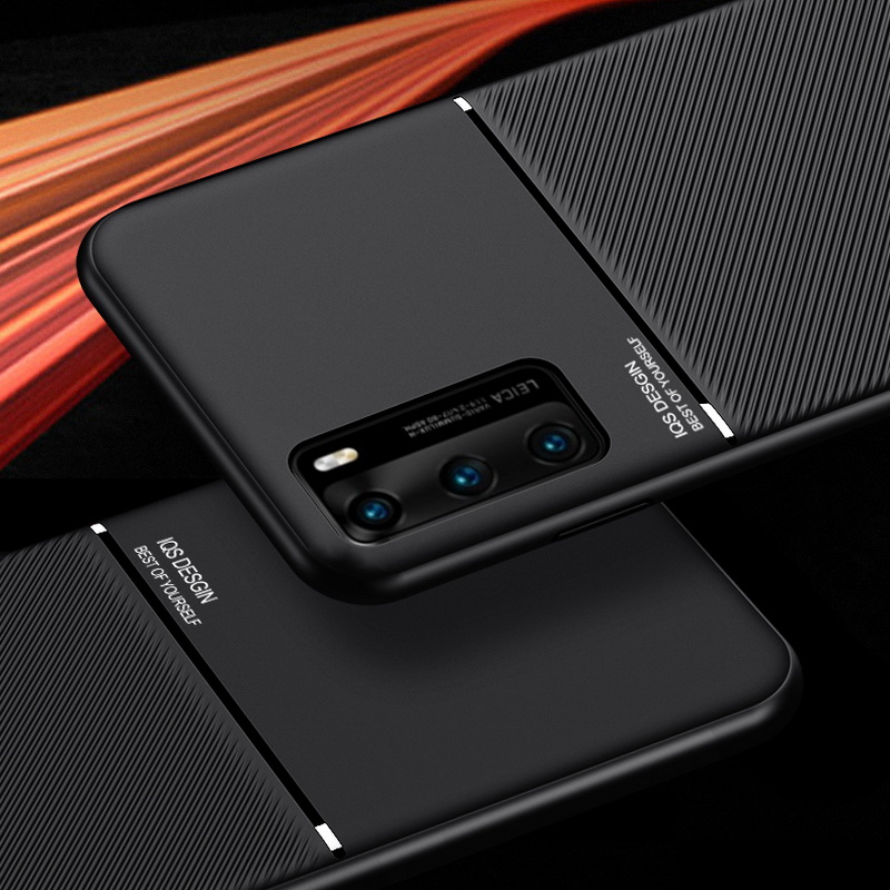 เคส Huawei P40 Pro #เคสแบบฝาหลัง TPU เคลือบหนัง PU สไตล์ธุรกิจที่เรียบง่ายมีแผ่นเหล็กในตัว Minimalist Business Style Leather Coated TPU Built-in metal magnetic plate