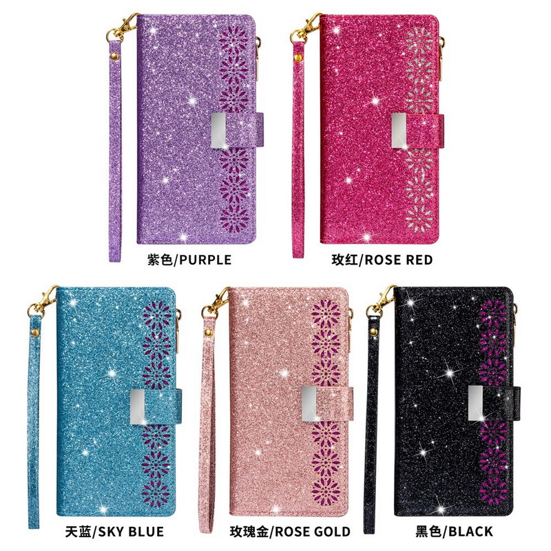 Case Samsung Galaxy S20 #เคสฝาพับแบบกระเป๋าสตางค์ช่องใส่บัตรหลายช่อง Bling Glitter Case Multi-slot Wallet Zippered Leather พร้อมสายคล้อง