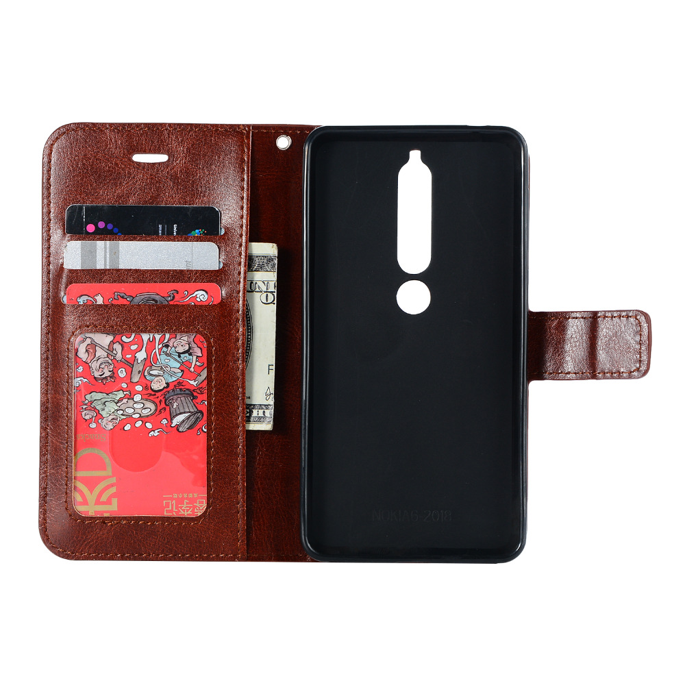 Case Nokia 6 (2018) #เคสฝาพับแบบกระเป๋าผิวหนังม้า Crazy Horse Wallet Leather