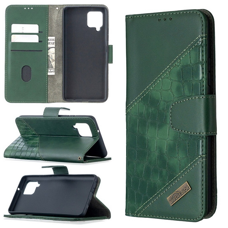 Case Samsung Galaxy A42 5G #เคสฝาพับหนัง PU ลายนูนมีช่องเสียบบัตร Luxury Crocodile Texture Wallet Emboss Leather Stand Phone Case