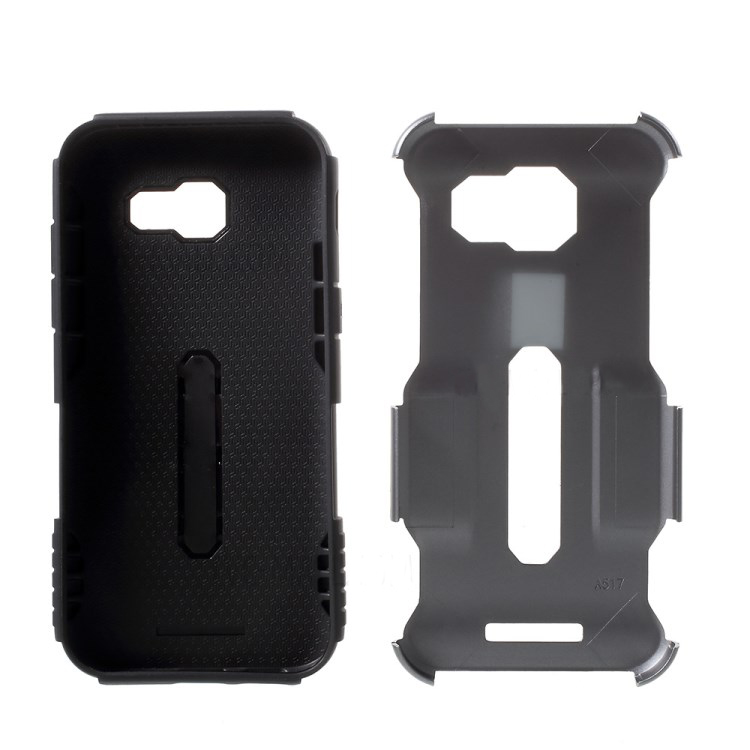 Case Samsung Galaxy A7 2017 เคส กันกระแทก Plastic + TPU Hybrid มีขาตั้ง / สีเทา พร้อมส่ง