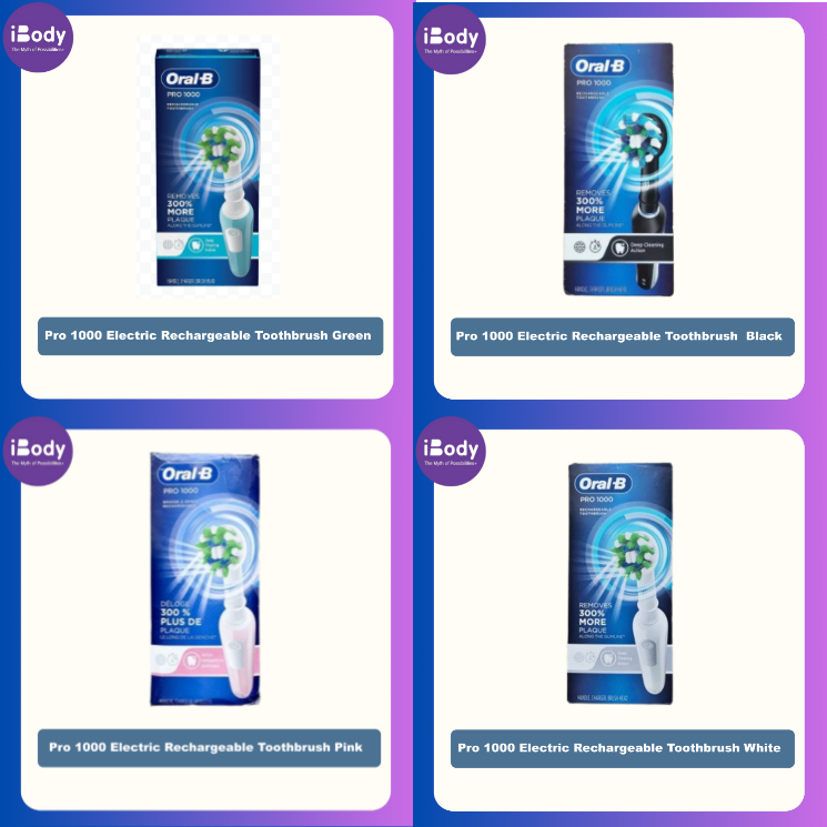 Oral-B® Pro 1000 Electric Rechargeable Toothbrush Pro1000 แปรงสีฟันไฟฟ้า แบบชาร์จไฟได้ แถมอะแดปเตอร์50W ออรัลบี