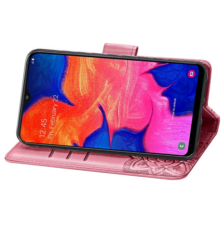 Case Samsung Galaxy A10 #เคสฝาพับ Imprint ลายผีเสื้อดอกไม้ลายน่ารักๆ