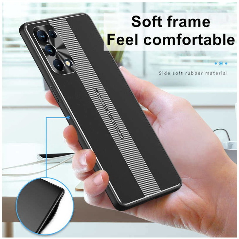 เคส OPPO Reno 5 Pro 5G #เคสฝาหลังไฮบริด Metal +TPU Shockproof metal back plate Phone Back Cover