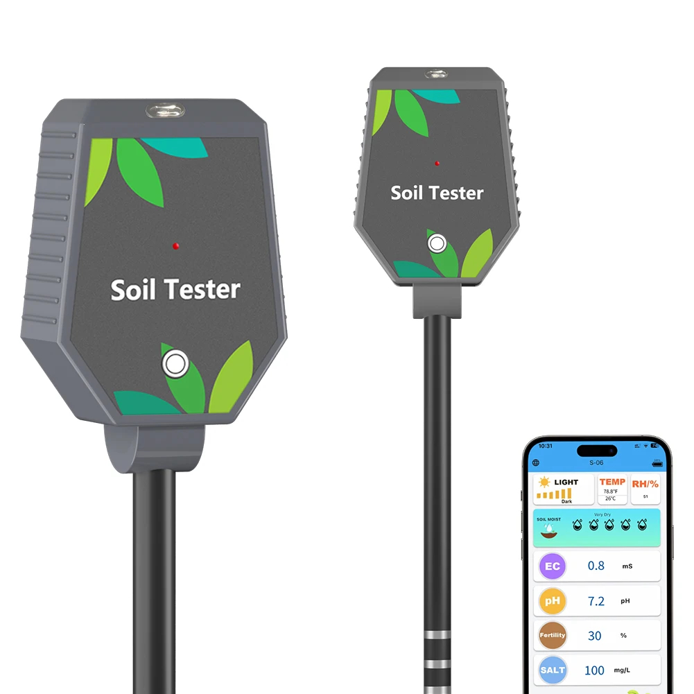 เซ็นเซอร์วัดค่าในดิน 6 IN 1 Multifunction Soil Meter Digital Ph Tester EC/Light/Moisture/Fertility Tester