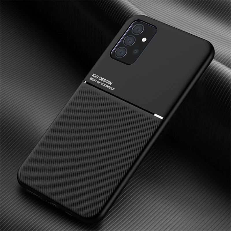 เคส Samsung Galaxy A72 / A72 5G #เคสแบบฝาหลัง TPU เคลือบหนัง PU สไตล์ธุรกิจที่เรียบง่ายมีแผ่นเหล็กในตัว Minimalist Business Style Leather Coated TPU Built-in metal magnetic plate