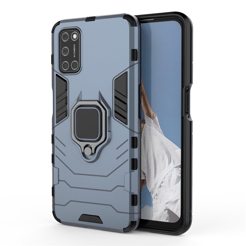 Case OPPO A92 #เคสฝาหลังพลาสติกแข็ง +TPU Hybrid Case มีแหวนสวมนิ้วโลหะ