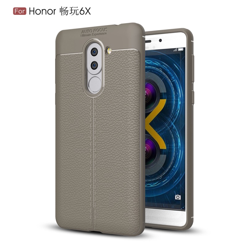 เคส Huawei GR5 2017 #เคสฝาหลัง TPU นิ่ม ผิวลิ้นจี่กันลื่น Litchi Grain Soft สีเทา#พร้อมส่ง