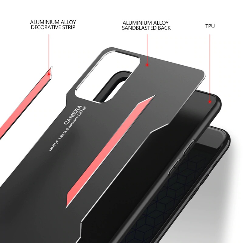 เคส Samsung Galaxy A71 5G #เคสฝาหลังไฮบริด Metal +TPU Shockproof metal back plate Phone Back Cover