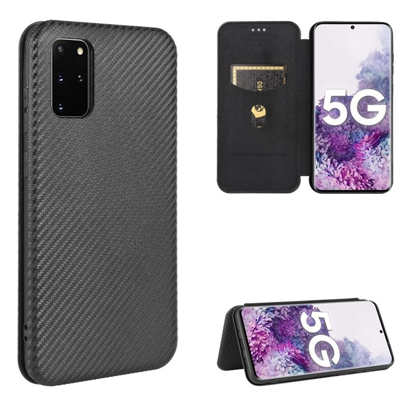Case Samsung Galaxy Note 10 lite #เคสฝาพับลายคาร์บอนไฟเบอร์มีช่องใส่การ์ด Carbon Fiber Wallet Card Slot Magnet Stand Phone Cover