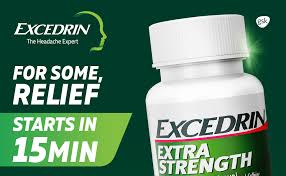 Excedrin® Extra Strength 24 or 100 Caplets สีเขียว Headache relief starts in just 15 minutes