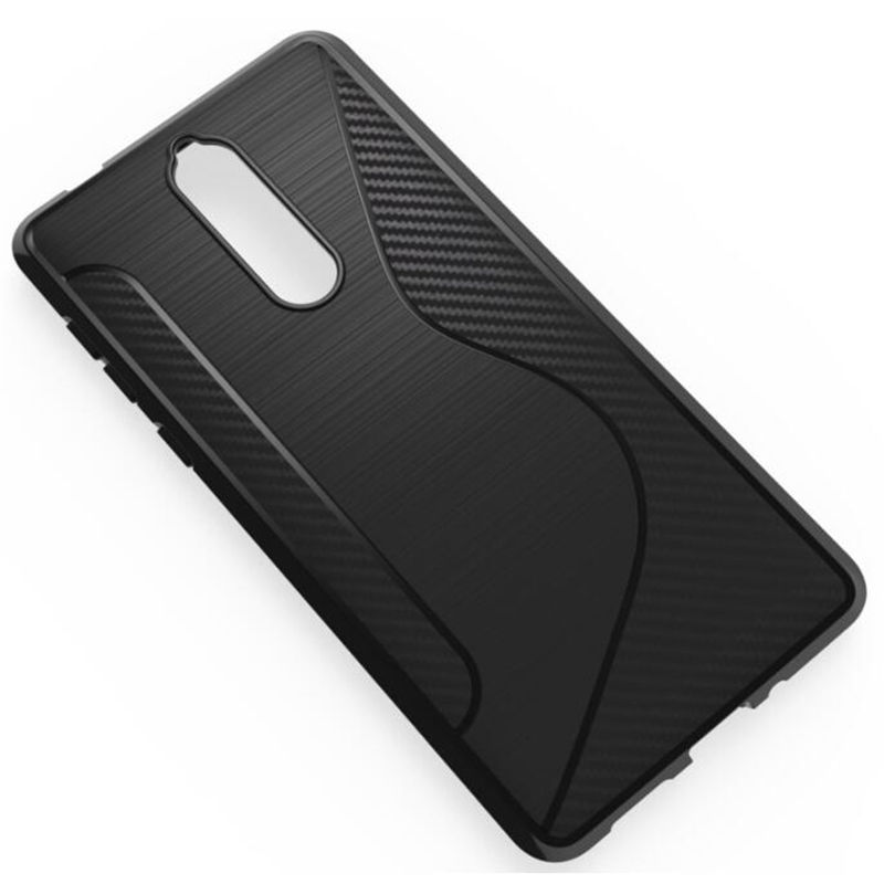 Case Nokia 8 #เคสฝาหลังรูปแบบ S-line Carbon Frosted เคส TPU Shell Cover