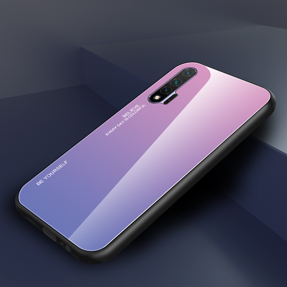 Case Huawei nova 6 #เคสฝาหลัง Gradient Color Glass + PC + TPU Hybrid Case