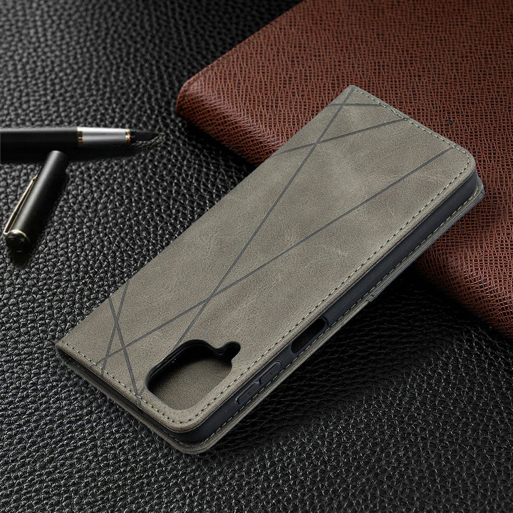 เคส Samsung Galaxy A42 5G #เคสฝาพับหนัง PU มีช่องเสียบ ID บัตรอื่นๆในตัว Geometric Pattern Leather Card Holder Protective