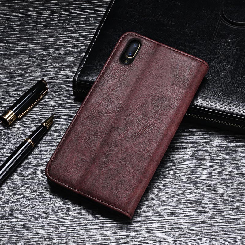 เคส vivo V11 / V11 Pro #เคสฝาพับ สไตล์ย้อนยุคหนัง PU มีช่องเสียบการ์ด