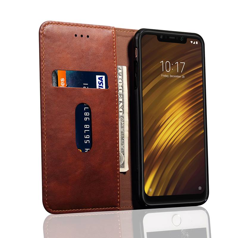 เคส Xiaomi Pocophone F1 #เคสฝาพับหนัง PU Crazy Horse Texture Retro Leather Auto-absorbed Wallet คุณภาพดี