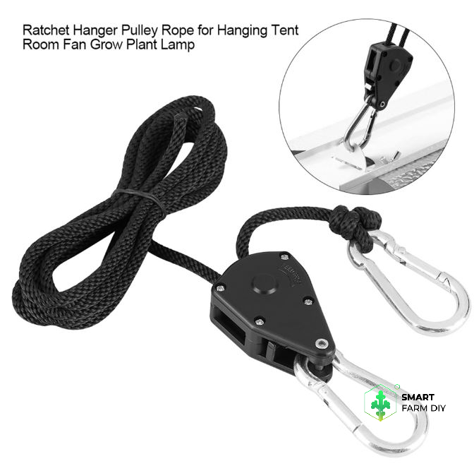 รอกปรับระดับไฟปลูก Rope ratchet hanger 2 ชิ้น 1/8 นิ้ว รอกแขวนไฟปลูกต้นไม้ LED Grow Light