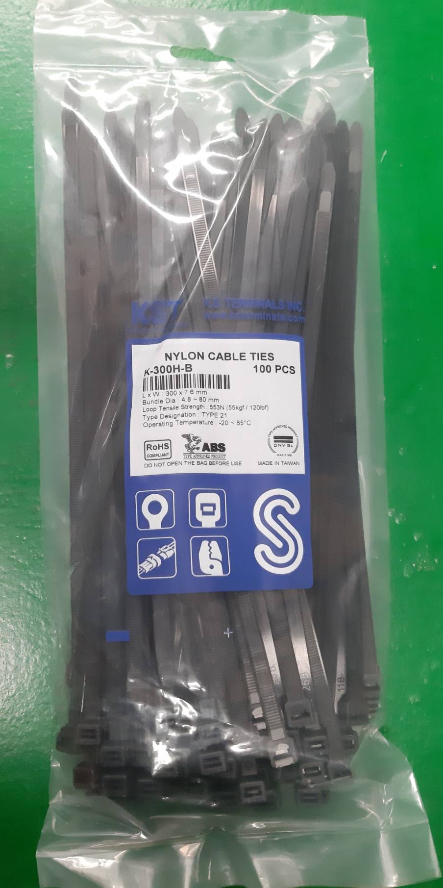 เคเบิ้ลไทร์ 12 นิ้วดำ 300x 7.6mm