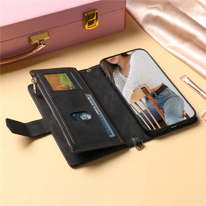 เคส Xiaomi Mi 11 Lite#เคสหนัง PU มีช่องซิปช่องเก็บบัตรหลายช่อง