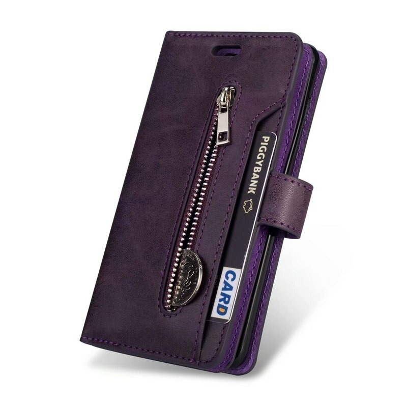 Case Huawei P40 #เคสฝาพับแบบกระเป๋าสตางค์ช่องใส่บัตรหลายช่อง Multi-slot Wallet Zippered Leather พร้อมสายคล้อง