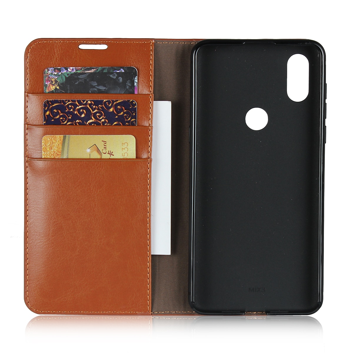 Case Xiaomi Mi Mix 3 #เคสฝาพับหนังแท้แบบกระเป๋าสตางค์คุณภาพดี Crazy Horse Genuine Leather Cover