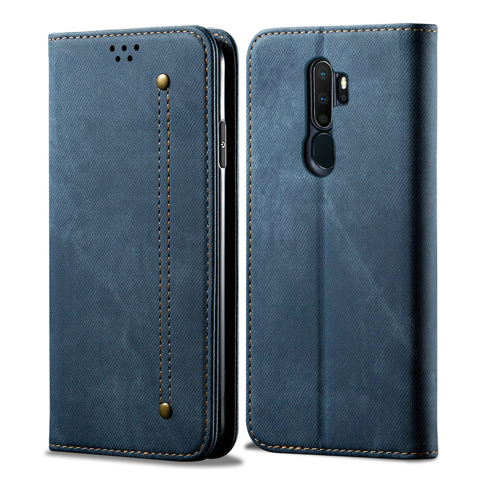 Case OPPO A9 (2020) / OPPO A5 (2020) #เคสฝาพับสไตล์ย้อนยุคผิวผ้ายีนส์แบบกระเป๋าสตางค์