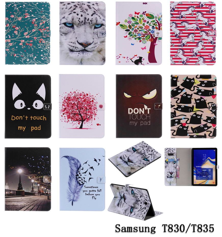 Case Samsung Galaxy Tab S4 10.5 T830 / T835 / T837 #เคสฝาพับหนัง PU พิมพ์ลายสวยงามน่ารักๆ