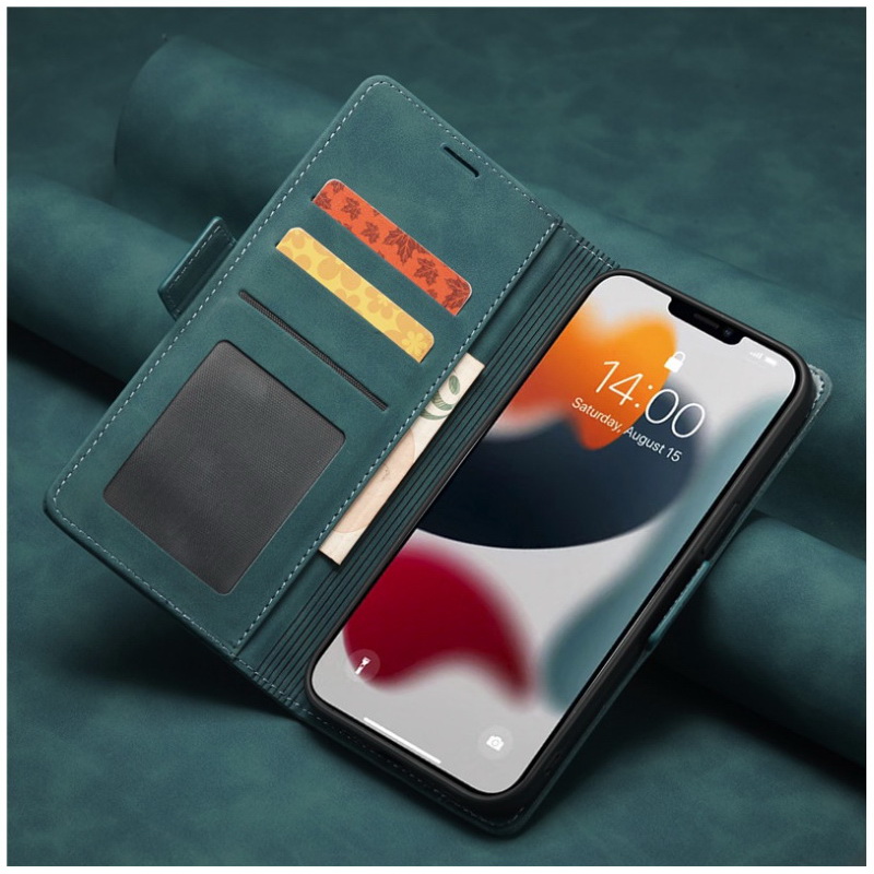 เคส iPhone 14 Pro Max #เคสฝาพับหนัง PU สไตล์กระเป๋าสตางค์พร้อมช่องใส่การ์ด Luxury Flip Stand Card Phone Leather Wallet