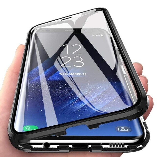 เคส Vivo Y12 #เคสขอบโลหะประกบแม่เหล็กด้านหลังกระจก Magnetic Clear Glass Hard Back Cover Metal Frame Protection Case