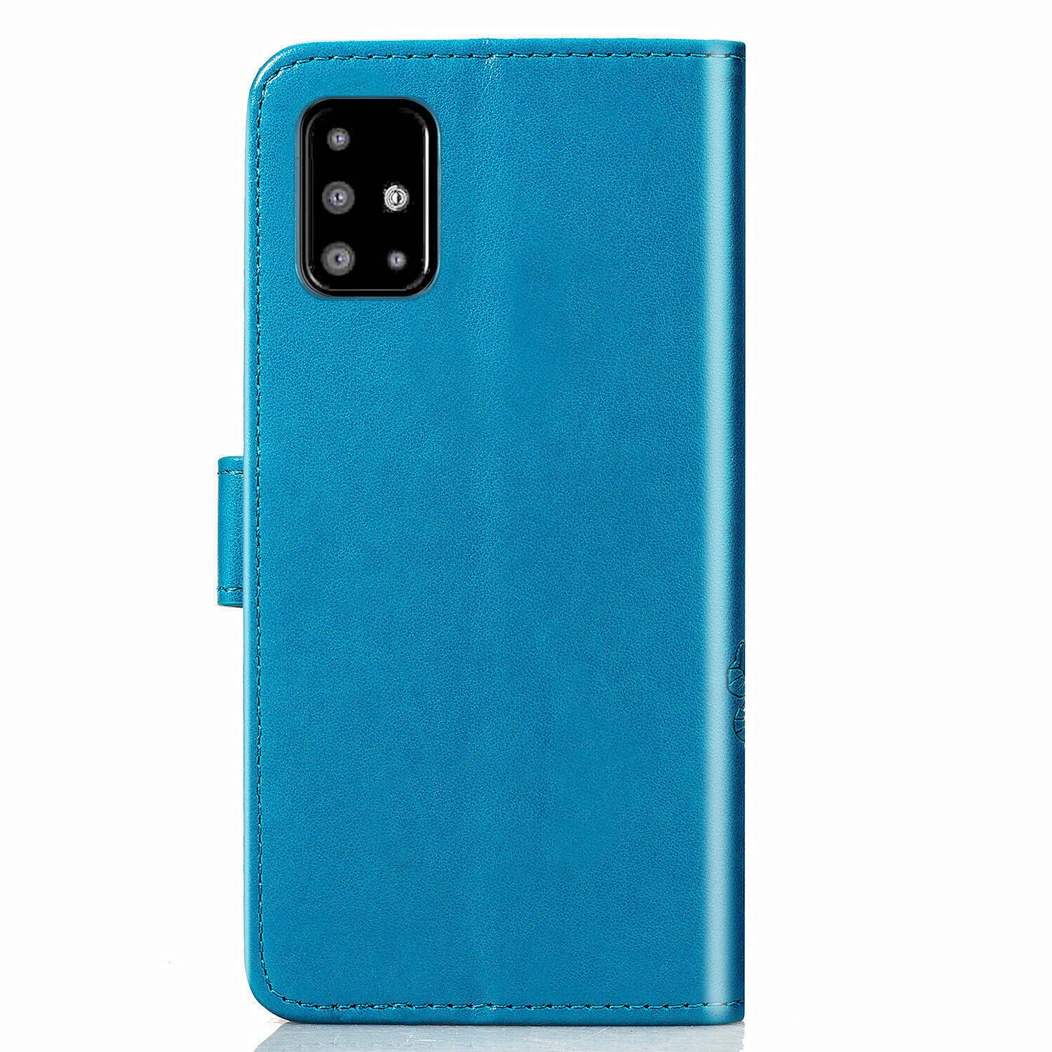 Case Samsung Galaxy A51 #เคสแบบฝาพับมีช่องใส่บัตร Imprint Clover Pattern Leather Wallet สำเนา