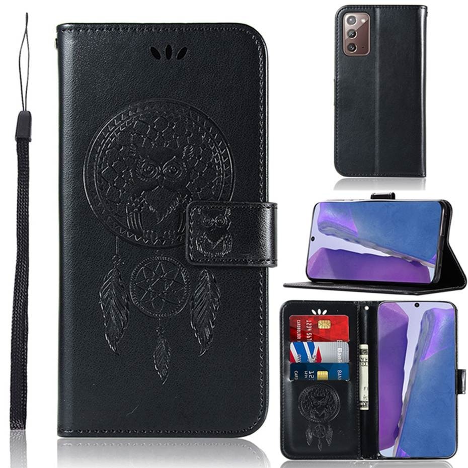 เคส Samsung Galaxy S20 #เคสฝาพับแบบกระเป๋าสตางค์ฝาพับหนัง PU ลายนกฮูก Imprint Owl Dream Catcher PU Leather